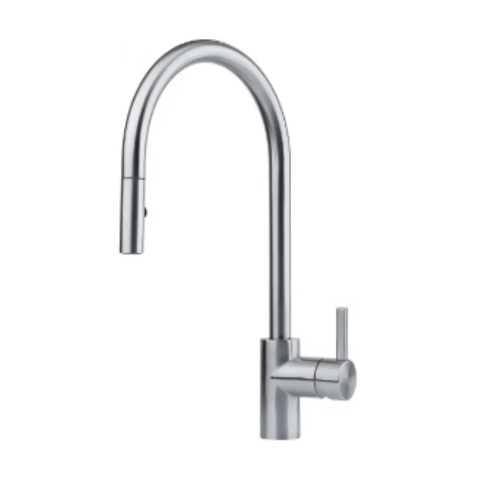 Franke table mounted pull-down kitchen sink mixer eos neo pull down spray with extractable hand shower spout in stainless steel finish