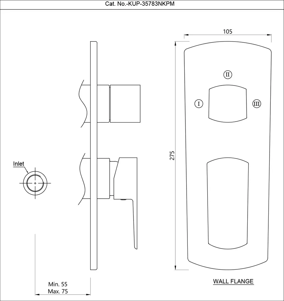 Jaquar Aquamax Shower Mixer Exposed Parts Kit, 3 Way Diverter Kubix Prime series