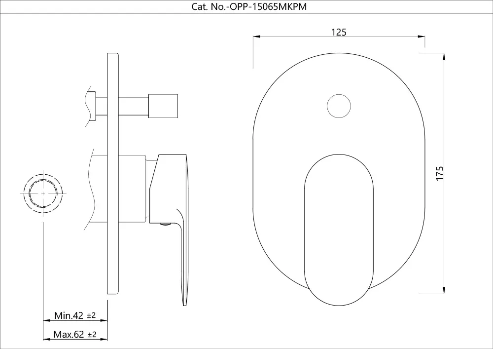 Jaquar Single Lever 2 Way Diverter Exposed Parts Kit with Button Opal Prime series