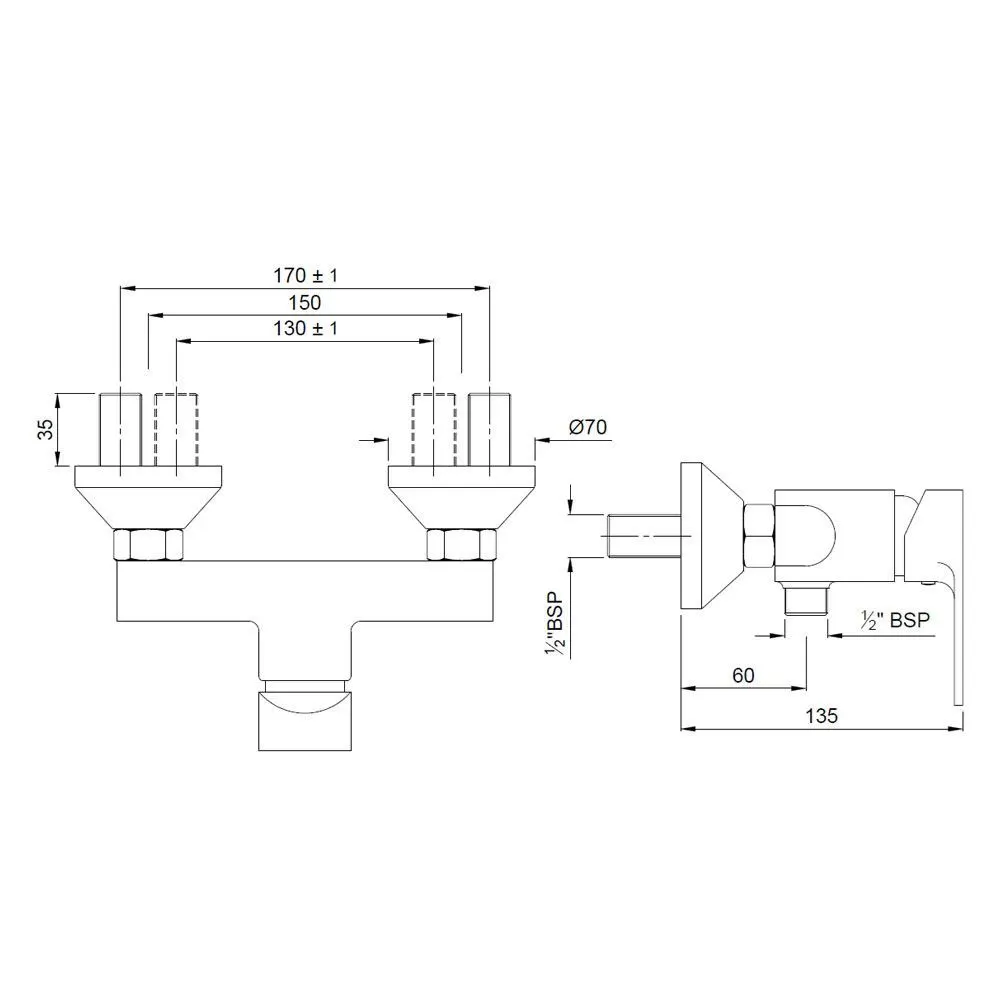 Jaquar 1 Way Single Lever Wall Mixer for Hand Shower Vignette Prime series
