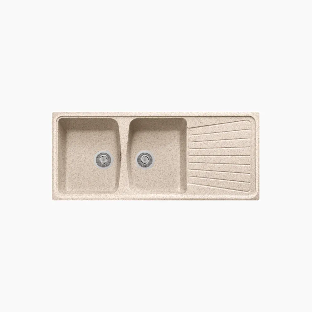 Nirali Kappa LV-2 Quartz Kitchen Sink, Double Bowl, 45 x 19.68 in
