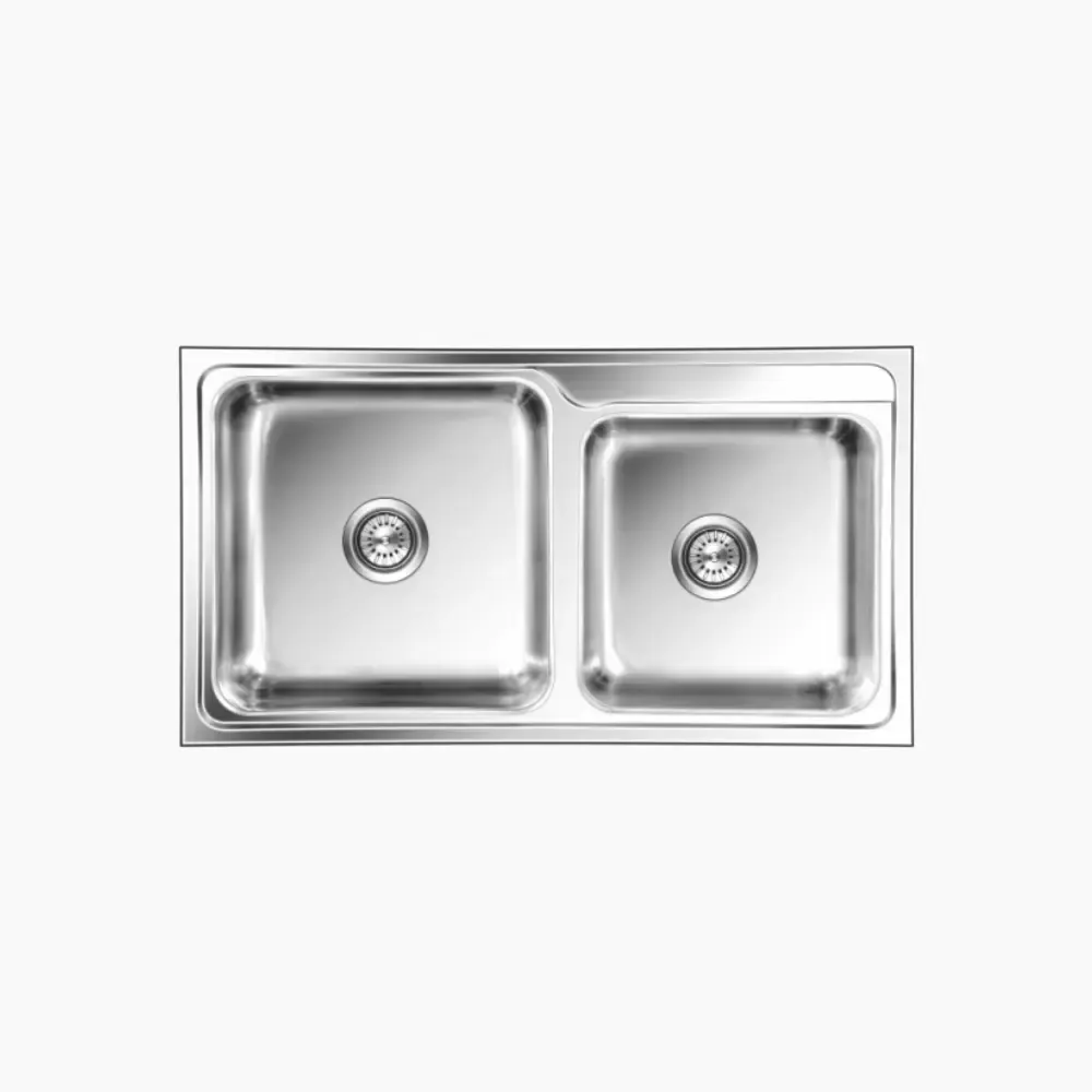 Nirali Ornate Big Stainless Steel Kitchen Sink, Double Bowl, 39.5 x 21.5 in