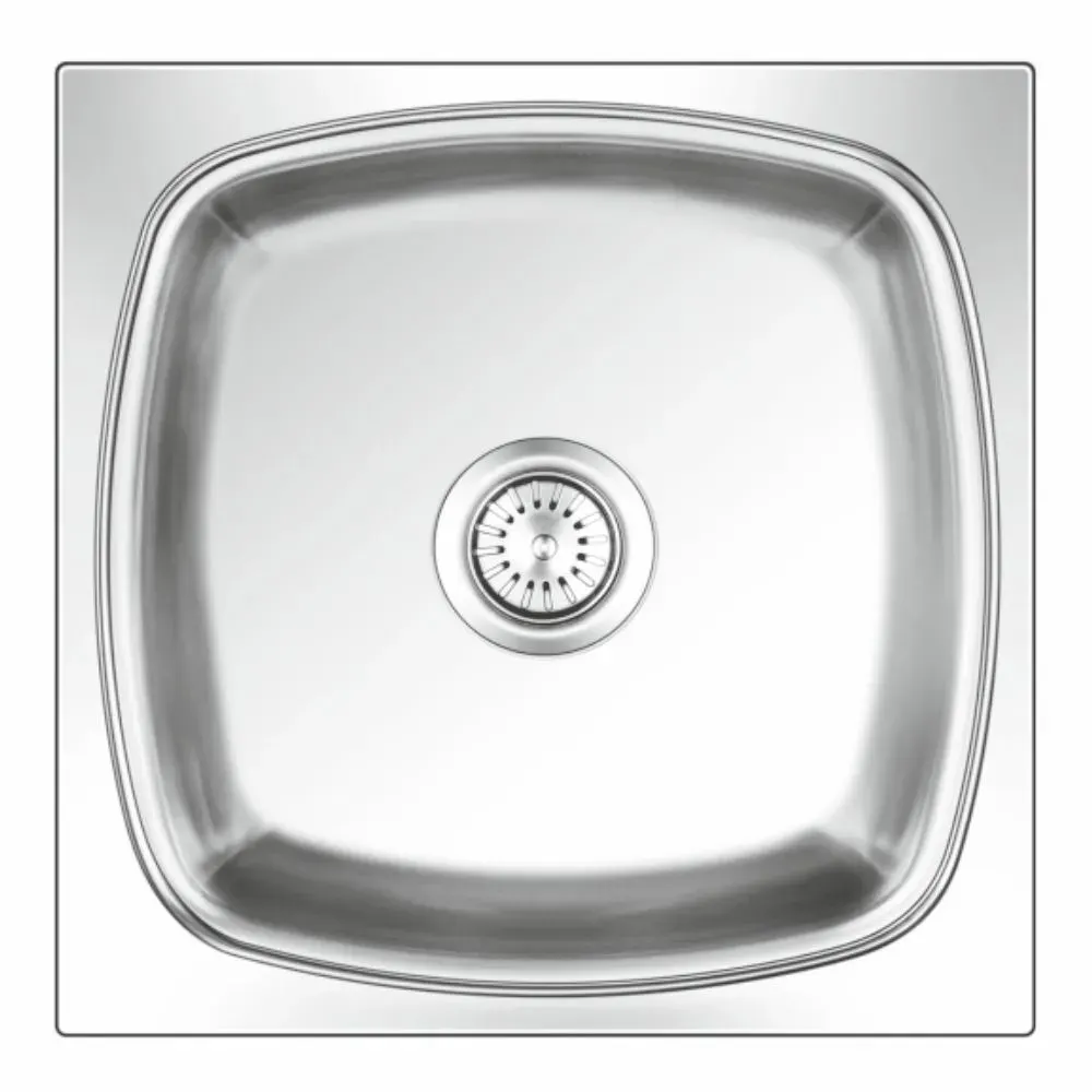 Nirali Square Plain Deluxe Small Stainless Steel Kitchen Sink, 17 x 17 in